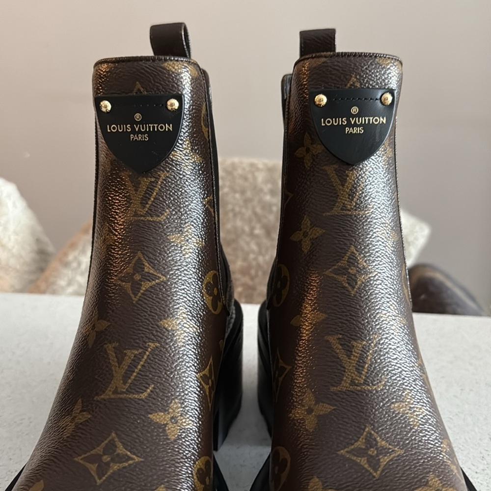 Louis Vuitton Black and Brown Monogram Ankle Boots